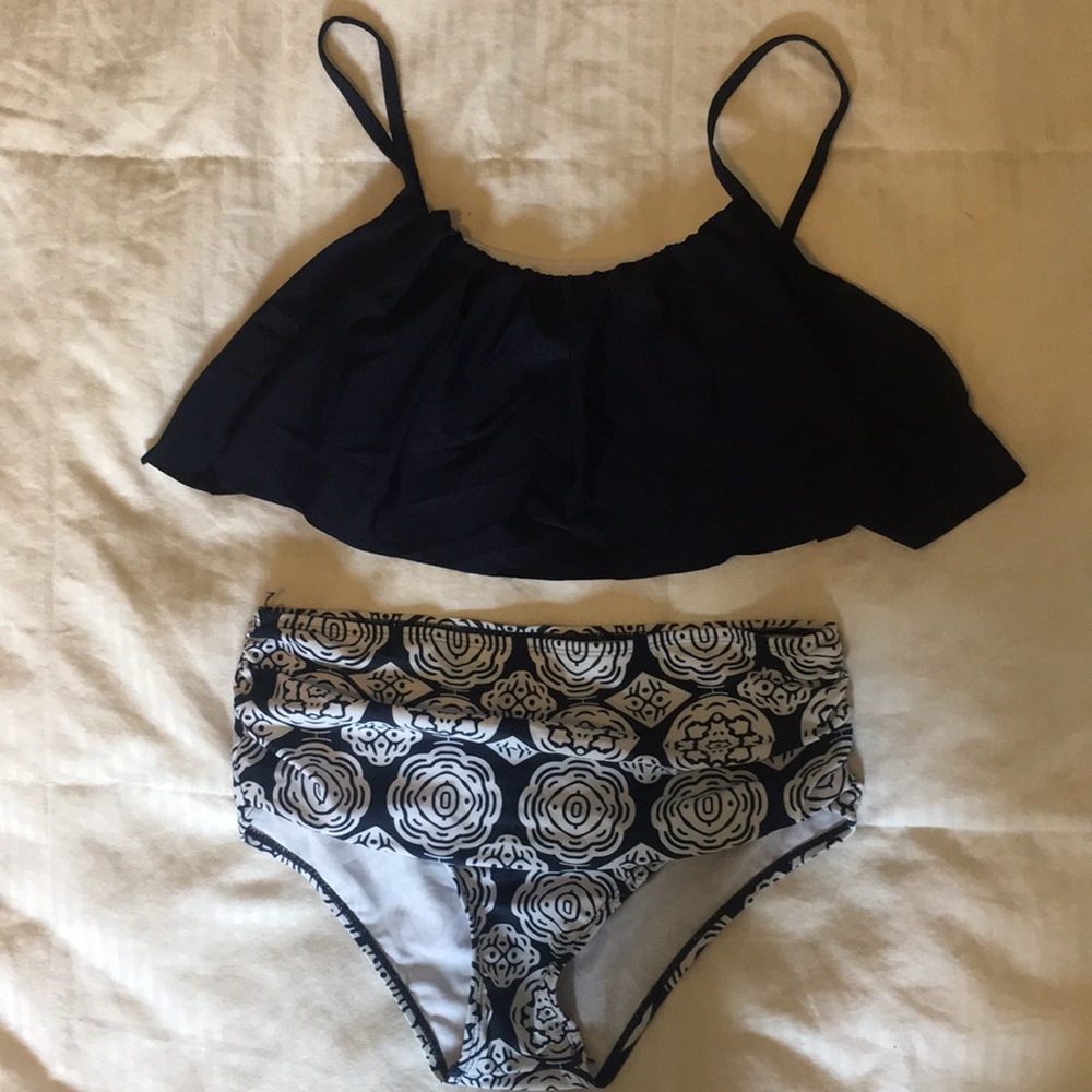 High-Waisted, Ruffle Top Bikini